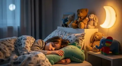 enfant endormi dans son lit avec une veilleuse douce